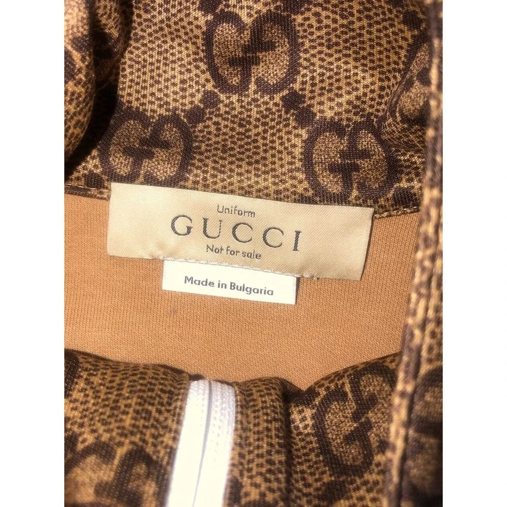 Gucci Monogram Track Jacket Technical Jersey W/Web Print Unisex M Vtg‎ Camel NEW